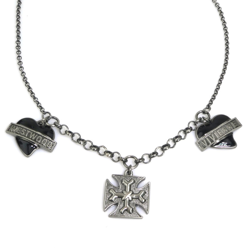Vivienne Westwood necklace, metal, silver, black, men's and women's, h32376a